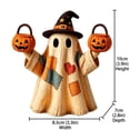 thumbnail image 3 of Izexuh Vintage Patchwork Ghost Halloween Light Halloween Table Decor with Cute Witch Hat Design,Warm Glow Desktop Ornament for Shelf and Mantel Display, 3 of 7