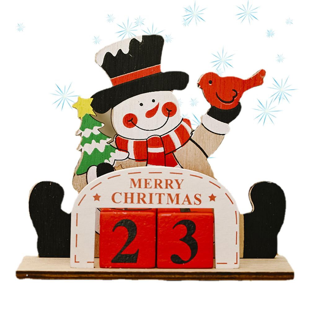 Geruite Wooden Block Christmas Desk Calendar Christmas Ornament