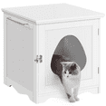thumbnail image 3 of Alden Design Wooden Enclosed Litter Box Cat House Side Table, White, 3 of 8