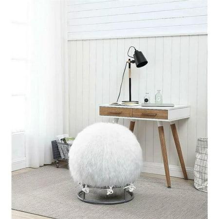 J&V TEXTILES Posture Fuzzy Exercise Yoga Ball Chair Set Ivory