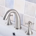 thumbnail image 2 of Bathroom Sink Faucet, Brushed Nickel Bathroom Faucet Double Handle Bathroom Basin Faucet 3 Hole Deck Mount Vanity Sink Mixer Tap, 2 of 6