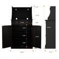 thumbnail image 6 of HLR 54" Kitchen Pantry Cabinet with Door & Shelves, Sideboard Buffet Cabinet with Microwave Stand for Dining Room, Black, 6 of 9