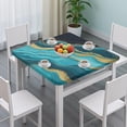 thumbnail image 3 of Blue Gold Wave Marble Pattern Square Fitted Tablecloth with Elastic Edge,Square Table Cover,Washable Elastic Table Cover for Home Kitchen Party Decor 34"x34", 3 of 6