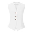 thumbnail image 4 of Womens Dressy Casual Vest, 2025 Summer Trendy Knit Button Tank Tops Casual Sleeveless Cardigan Jackets Tank Tops Plus Size White M, 4 of 6