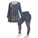 thumbnail image 2 of Gibobby Conjunto dama pants y sudadera afelpada Traje de pantalones de manga larga con cuello redondo y yoga de ocio con estampado de flores(Azul,XL), 2 of 4