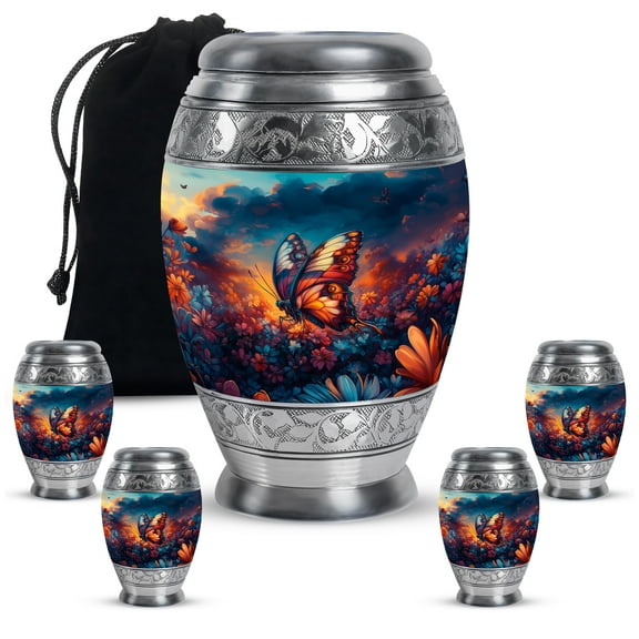 Yatskia Butterfly Urns For Human Ashes Adult Man & Women, Burial Urns For Adult Human Ashes, (Monar 10 Inch and 3 Inch)