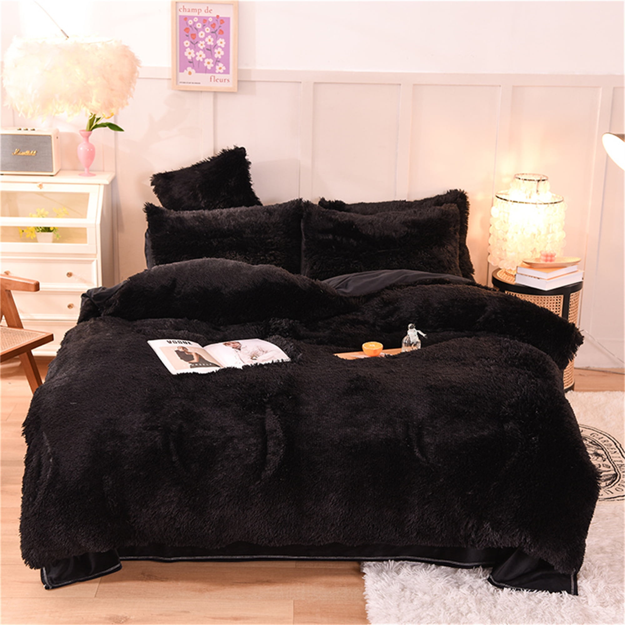 Gusuhome Shaggy Plush Duvet Cover Set Ultra Soft Fluffy Comforter Cover Set Luxurious Fuzzy