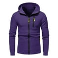 thumbnail image 2 of OUSITAID Mens Hooded Sweater Coat With Solid Color Zipper Pocket In Autumn And Winter, 2 of 5