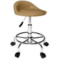 thumbnail image 1 of HOMCOM Tabouret Roulant Réglable, Chaise de Salon en PU avec Repose-Pieds, Brun Pâle, 1 of 10