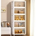 thumbnail image 1 of Storage Bins with Lid L ( QT) Foldable Stackable Storage Containers Clear Plastic Collapsible Storage Bins with Door and Wheels Closet Organizers and Storage Box for Home ( Tie, 1 of 7