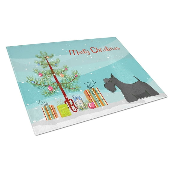 Caroline's Treasures CK3560LCB Scottish Terrier Christmas Tree Glass Cutting Board Large, 12H x 16W, multicolor