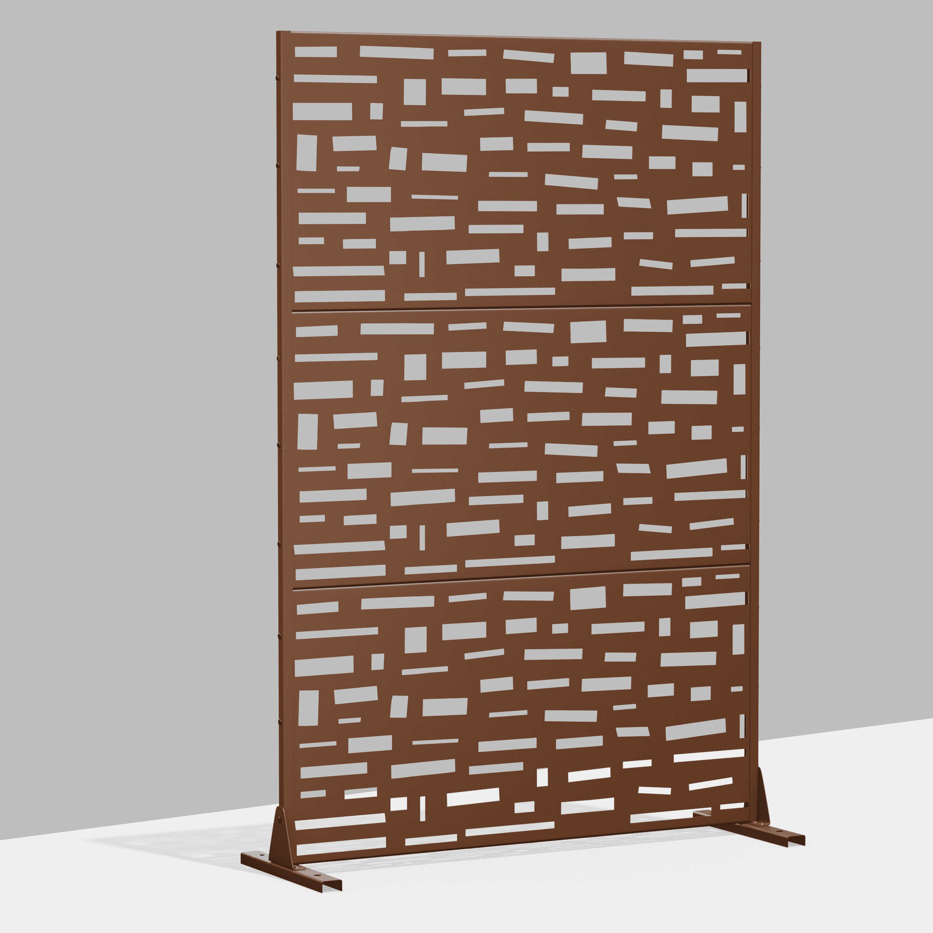 MAYEERTY 72"x47"x16" Outdoor Privacy Screen with Stand Metal Balcony Decorative Screen,Brown