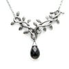 Controse Women's Silver-Toned Stainless Steel Vine and Stone Necklace 17" plus 2" extender