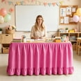thumbnail image 4 of Teacher Desk Skirts Gingham Table Skirt Scalloped Ruffled Table Skirt Back to School Supplies for Classroom Teacher Office Desk Decor 183cm, 4 of 4