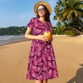 thumbnail image 4 of Fotbe Butterfly Vestido Largo de Moda para Mujer, Vestido Tipo Camiseta con Manga Corta y Estilo Casual a Rayas y Bloques de Color, 4 of 6