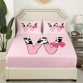 thumbnail image 3 of Erosebridal Monogrammed Letter Bed Sheets King,Cattle Print King Sheet Sets,Breathable Sheet Set King,Pink Bow Tie Decoration,4 Pieces, 3 of 7