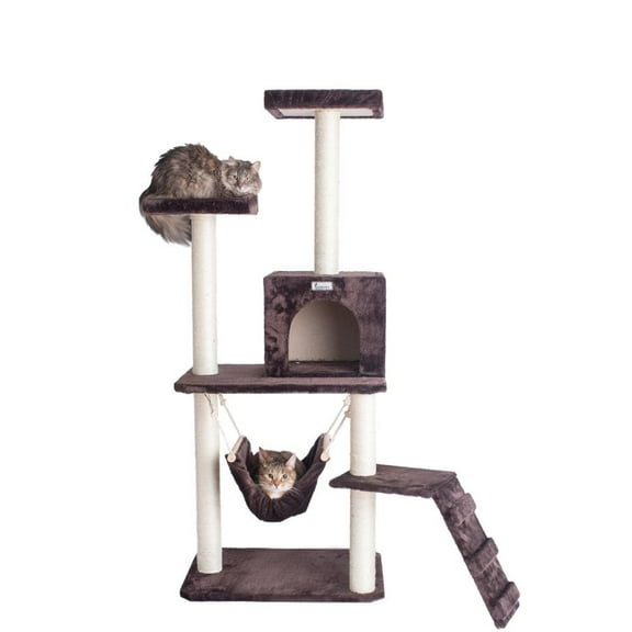 GleePet 57" Cat Tree GP78570923 Coffee Brown W Ramp