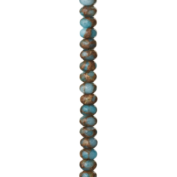 Bead Landing Light Blue Impression Jasper Rondelle Beads, 8mm, 12 Pack