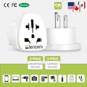 LENCENT World to US Plug Adapter, Universal Travel European Plug Converter 2 Pack EU/UK/Australia/China/Italy to American Outlet Power Adaptor