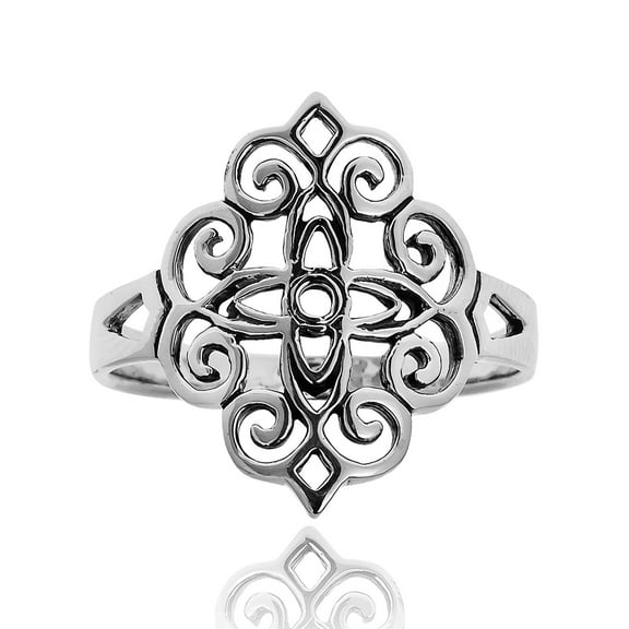 Vintage Beauty  Floral Filigree Lace Sterling Silver Ring-9