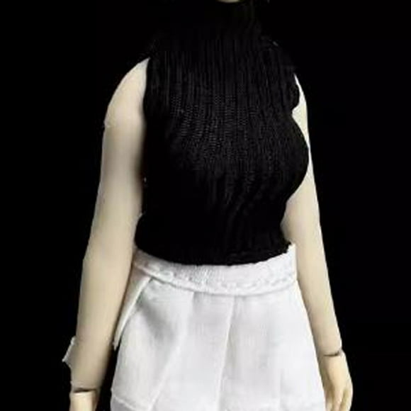 Siruishop 1/12 Scale High Neck Vest Pullover Top for 6 inch Female Action Figures Accs black
