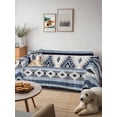 thumbnail image 6 of Blue Boho Couch Cover, Southwestern Ethnic Aztec Retro Geometric Sofa Cover Blanket for 3 Cushion Couch, Sectional Sofa Slipcover Furniture Protector for Living Room Bedroom 71''x134'', 6 of 9