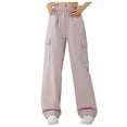 thumbnail image 3 of Kmdttou Cargo Pants for Women Plus Size Solid Color Fashion Casual Loose Broad Leg Full Length Pants, 3 of 9