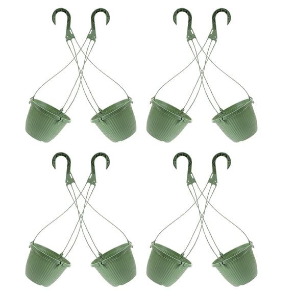 NIAIZEK 8Pcs Green Hanging Planter Pots Plastic Material Suitable for Balcony Garden Home Decor