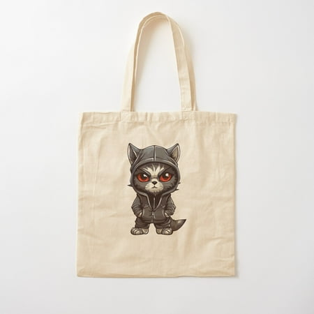 Black Cat  Cat With Hoodie Cotton Tote Bag Canvas Tote Bag  Family Gift For Mother  Her