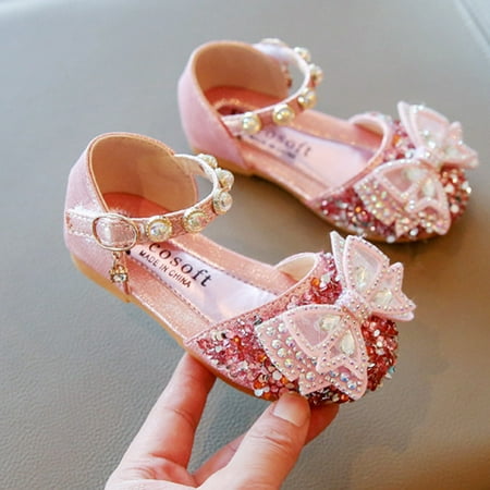 

THE WILD Comfortable Fashion Infant Kids Baby Girls Pearl Crystal Bling Bowknot Single Princess Shoes Sandals
