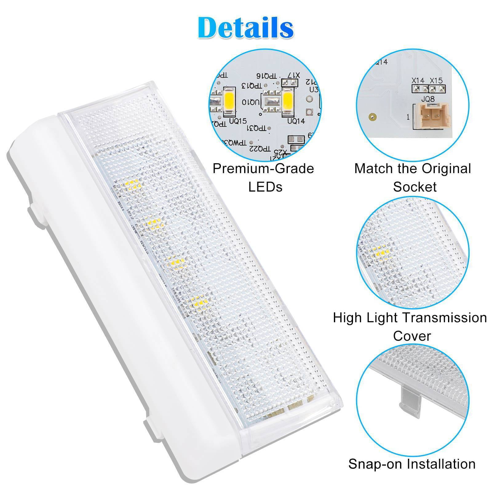 Premium-grade LED Light Board for Refrigerator Operating Range 10.2V to 16V, Easy DIY for Whirlpool, Kenmore, Maytag