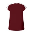thumbnail image 5 of WXLWZYWL Womens Summer Tops Casual V-Neck Bow Short-Sleeved T-Shirt Top Wine, 5 of 6