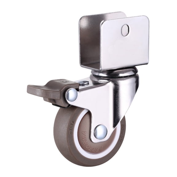 4pcs Furniture Crib Casters Cabinet Clamp with Brake Wheels Soft Rubber Swivel Caster Furniture Hardware Fittings