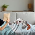 thumbnail image 3 of Bunny Soft Flannel Fleece Blanket, Winter Wooden Sled Cartoon Style Compositions of Woodland Animals Nursery Theme, Cozy Plush for Indoor and Outdoor Use, 50" x 70", Aqua and Orange, by Ambesonne, 3 of 5