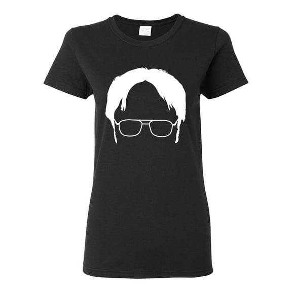 Wild Bobby, Office Dwight Glasses Face Silhouette Funny Schrute, Pop Culture, Women Graphic Tee, Black, Small