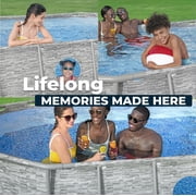 Bestway Power Steel Swim Vista Metal Frame Above Ground Pool - 14 x 8 ft, Stone