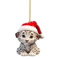 thumbnail image 2 of Snow leopard Christmas Pendant under $5! Xqxayjr Snow Leopard Christmas Ornament, Cute Animal Hanging Decor for Car Home, Acrylic Christmas Decoration Gift, 2 of 2