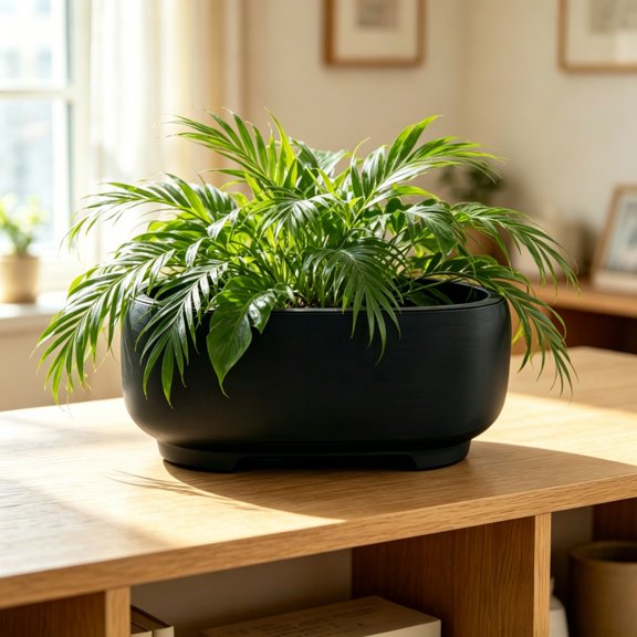 Oval Plastic Plant Pot, Decorative Horticultural Planting Container for Indoor Green Plants Home Office Desktop Use