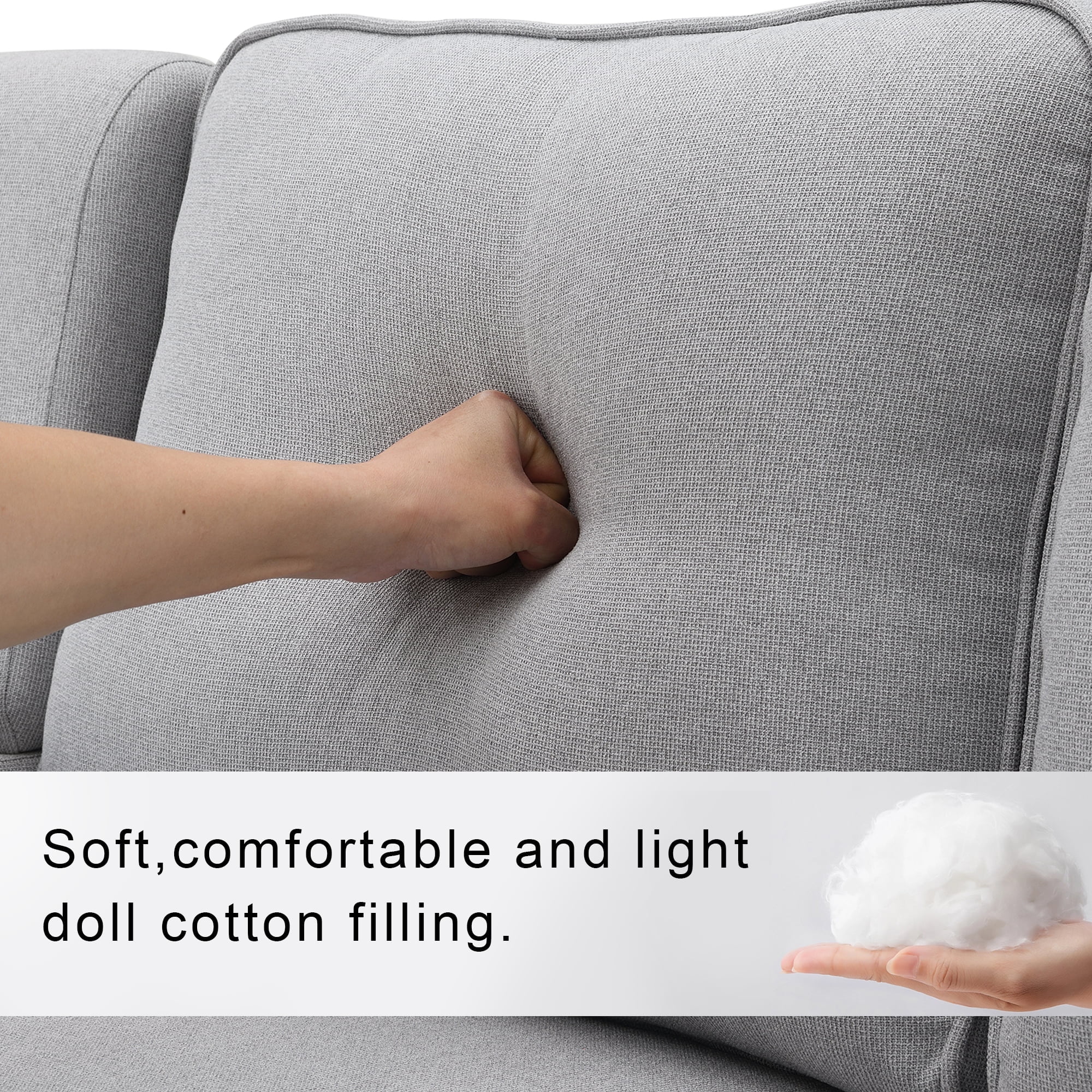 Upholstered Sectional Sofa with Console,114.2inch Modern 4 Seater Sofa Fabric Sofa with 4 Pillows and 2 Cup Holders and 2 USB Ports for Living Room, Apartment, Office,Light Gray