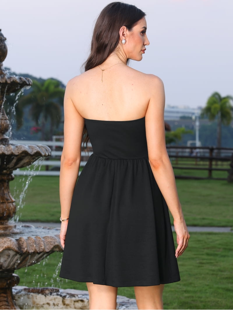 tube dress flare Black Tube Flare Mini Dress