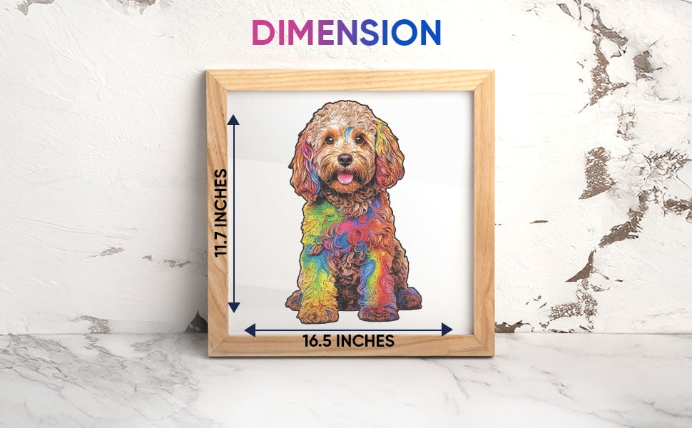 Nestologi Labradoodle Dog Premium Wooden Jigsaw Goldendoodle Puzzle for Adults - Large - 5 Hours to Complete
