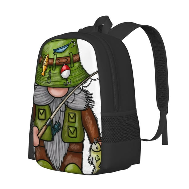 Disketp Fishing Gnome Mochila Minimalista de Gran Capacidad, Mochila de Viaje para Escuela, Trabajo o Uso Diario