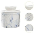 thumbnail image 6 of Fiocias Butter Keeper Porcelain Butter Container Housewarming Gift for Fresh Spreadable Blue marble, 6 of 9