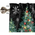 thumbnail image 3 of Christmas Black Kitchen Curtains and Valances Set, Rod Pocket Curtains Tier Farmhouse Window Curtains 36 Inch Length, Xmas Pine Trees Snowflake Winter 3 Piece Kitchen Curtains Set, 3 of 6