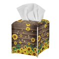 thumbnail image 7 of ZUXONGSY Sunflower Square Tissue Box Cover Wood PU Leather Tissue Box Cover Stylish Tissue Box Cover Decorative Tissue Box Cover for Bathroom,Car,Bedroom, Hotel, Office, 7 of 7