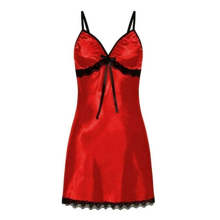 

Lingerie Women Silk Lace Robe Dress Babydoll Nightdress Nightgown Sleepwear
