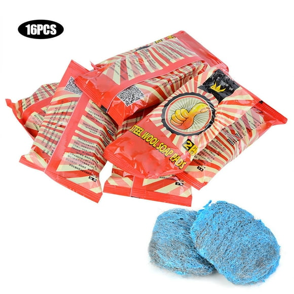 16pcs Steel Wool Soap Pads Kitchen Cleaning Scouring Ball