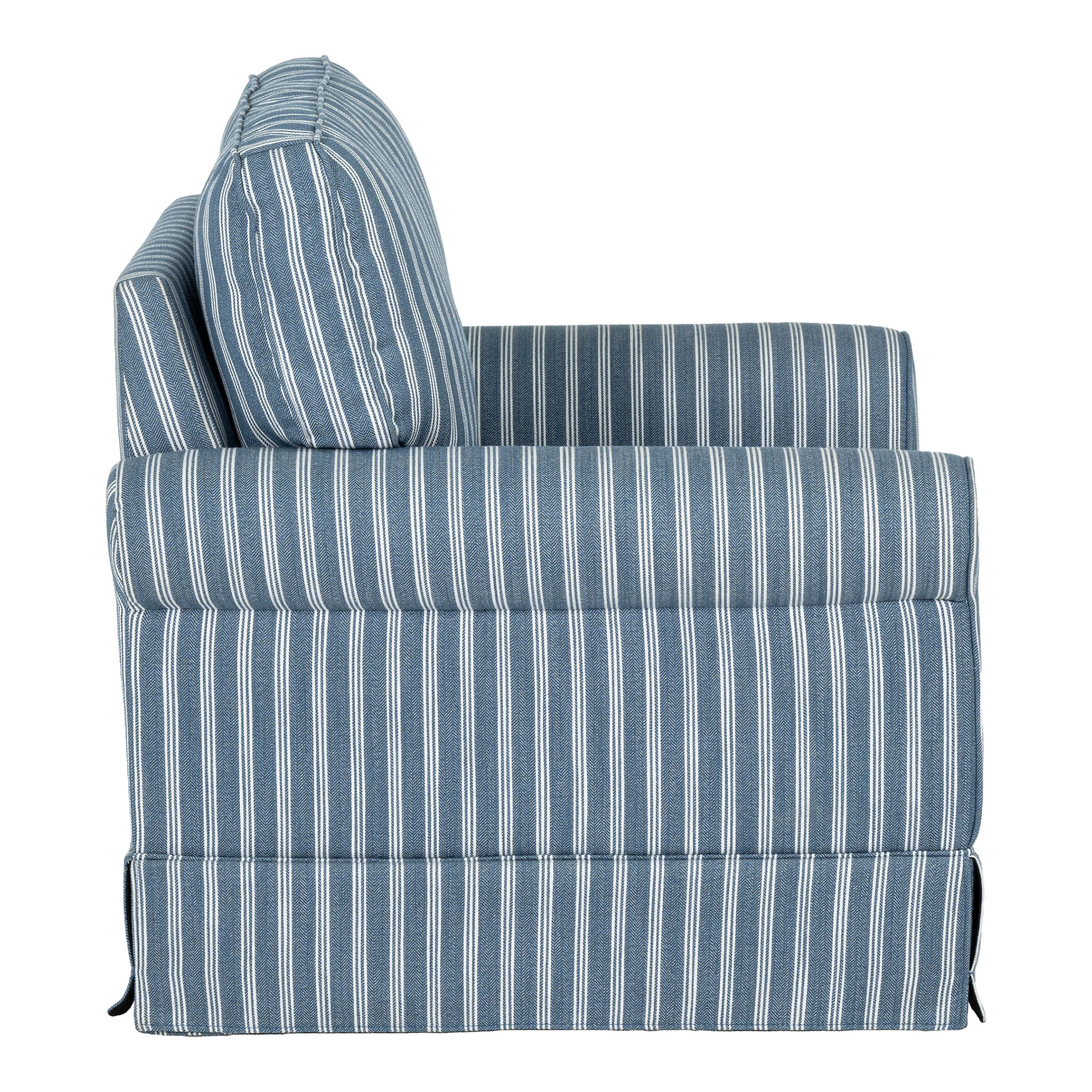 Furniture of America Cherra Modern Fabric Upholstered Skirted Swivel Accent Chair, Blue