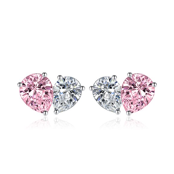 Vireellx Diamond Earrings for Women Peach Heart Earrings Jewelry for Her Birthday Christmas Gifts