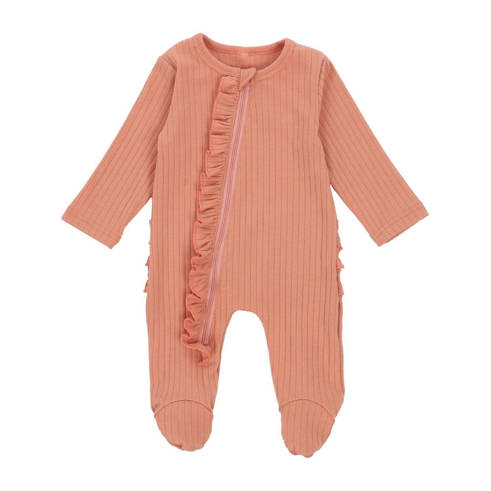 Ma&Baby Ma&Baby Newborn Baby Boys Girls Footed Onesie Jumpsuit Ruffle